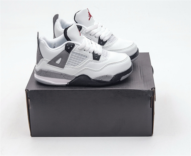 Youth Running weapon Super Quality Air Jordan 4 White/Gray Shoes 028